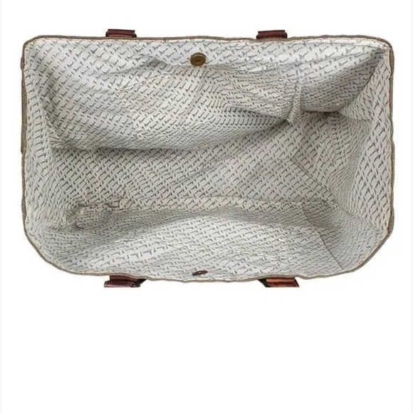 Mona B large Tote Farmers Market recycled travel bag purse leather straps zip - Picture 4 of 9